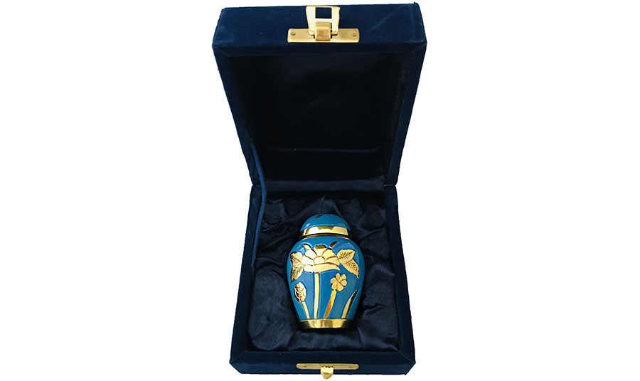 014-H - 1 Mini Bluew/Gold Flowers