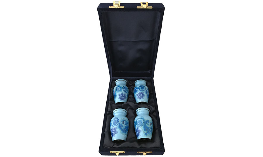 178-C- 4 Mini LightBlue w/DarkBlue Flowers