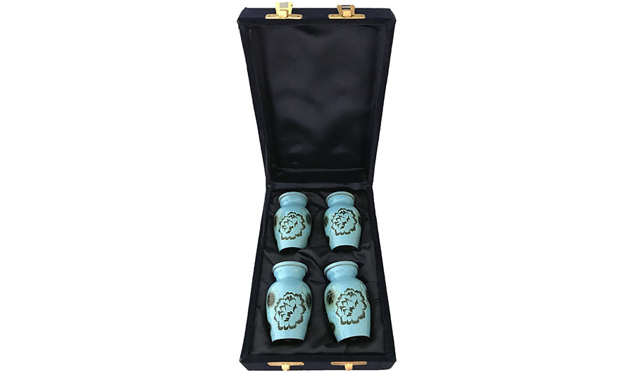 181-C- 4 Mini Bluew/Black,Gold Flowers