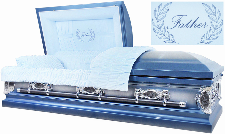 2207 - Father CasketLight Blue w/ Silver AccentsLight Blue Velvet Interior