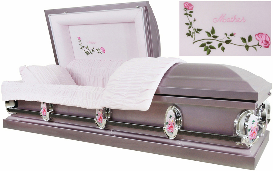 2211 - Mother Casket 18gaLavender Metallic w/ Silver Accent, Pink Velvet