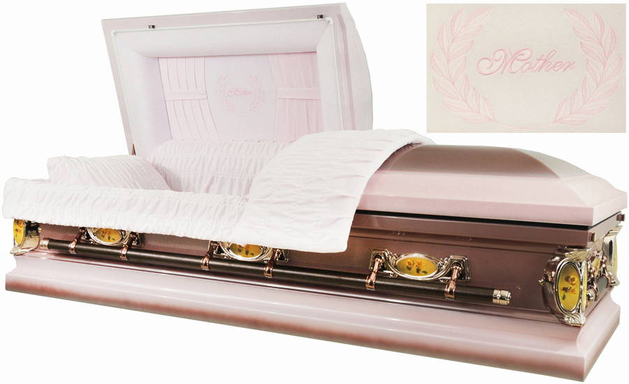 2214 - Mother Casket 18gaLight Pink and Dark Pink Finish - Light Pink Velvet