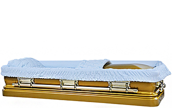 2246a-FCP Gold Priest, Urn Shaped, Light Blue Velvet, Top comes off