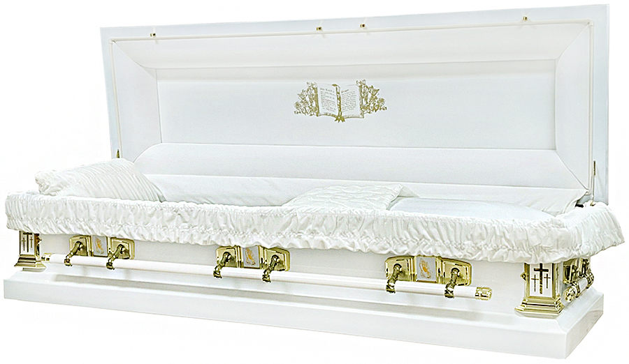 2259-FC White Full CouchLord's Prayer, Gold HardwareWhite Velvet