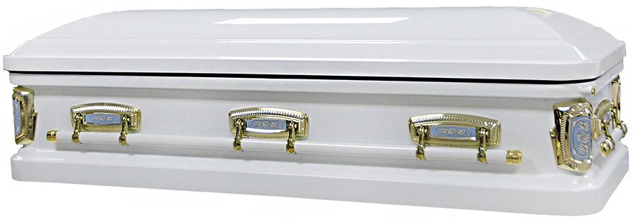 2261-FCA White/ Blue PrimroseFull Couch, White Velvet