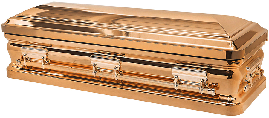 4152FC - Copper polished, Full Couch, White Velvet Interior, Urn Round corners, Copper Hardware
