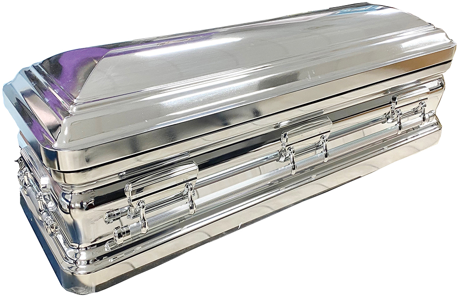 4160-FCB -Silver MirrorUrn Shape, Foot Panelwhite Velvet