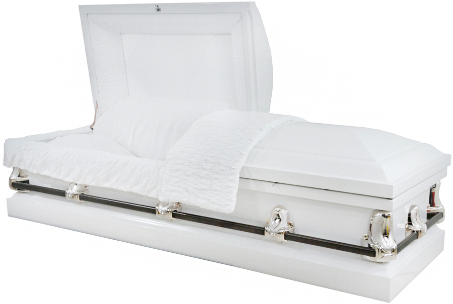 4223 - 20ga, No Seal, White FinishWhite Crepe, Silver Hardware