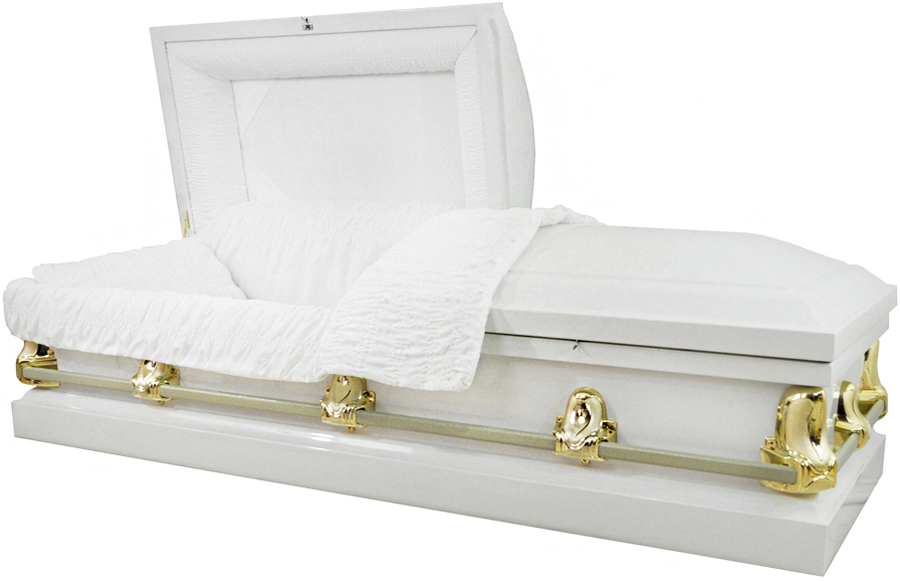 4224 - 20ga, No Seal, White FinishWhite Crepe, Gold Hardware