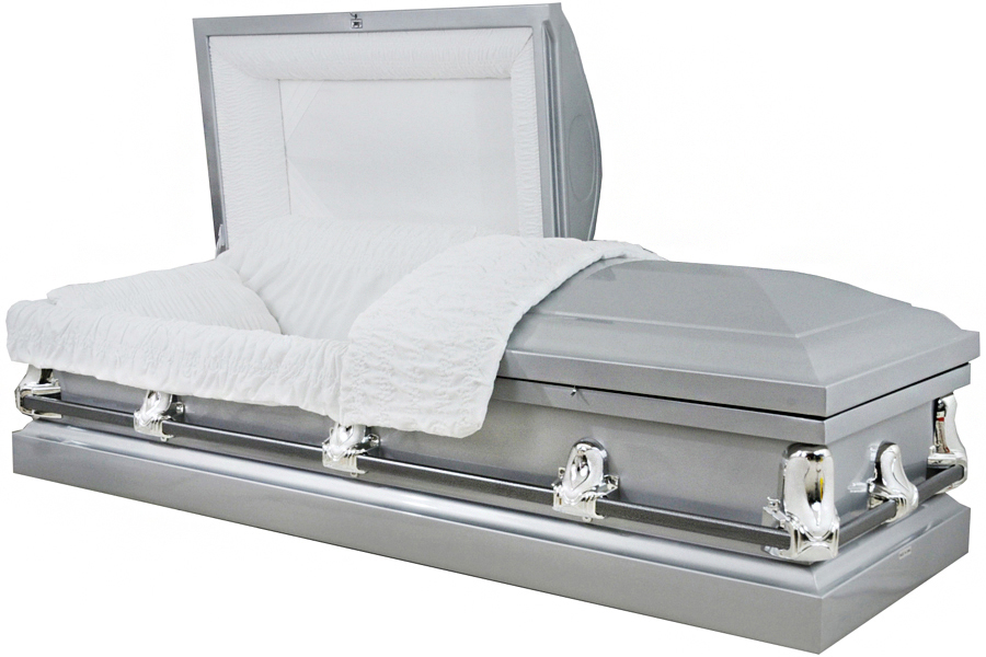 4225 - 20ga, No Seal, Silver FinishWhite Crepe, Silver Hardware
