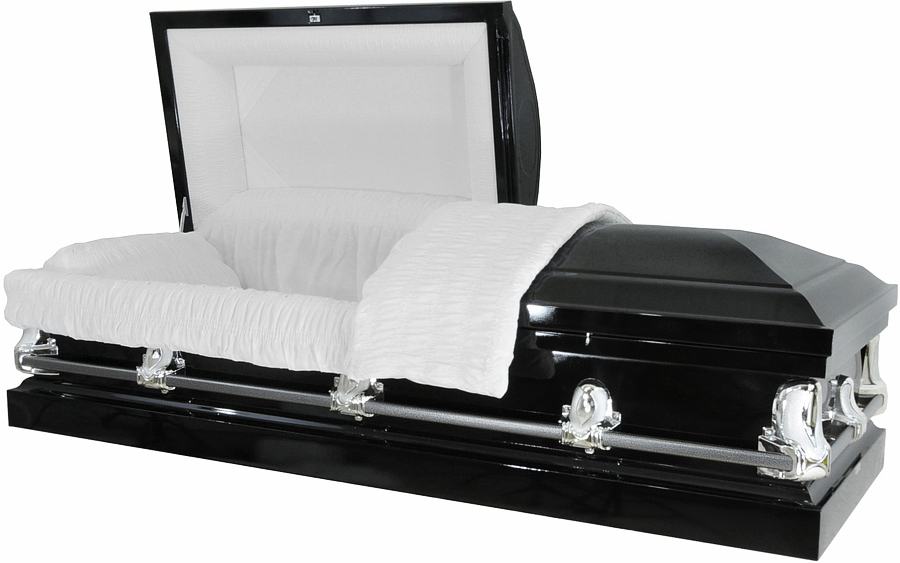 4227 - 20ga, No Seal, Black FinishWhite Crepe, Silver Hardware