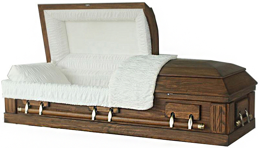 4405 -Solid Rustic Oak Barnwood Medium Finish, Antique Brass Hardware Ivory Velvet Interior