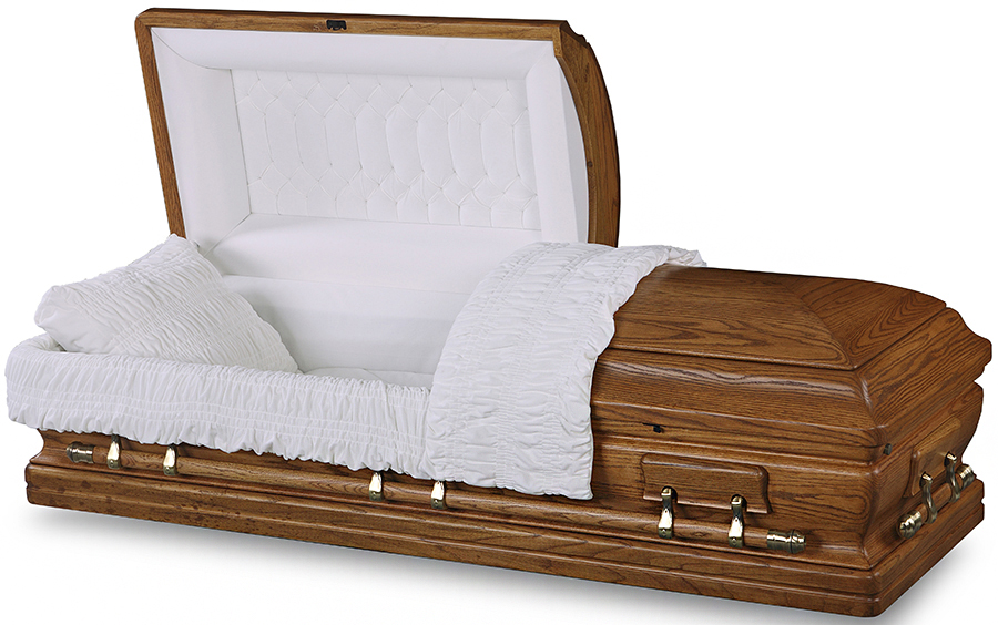4406 -Solid Red Oak, Matte Finish Antique Brass Hardware Ivory Velvet Interior