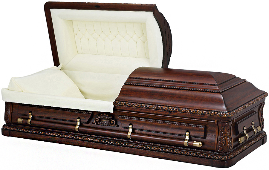 4411 -Cherry Veneer Wood Matte Finish, Antique Brass Hardware Beige Velvet Interior
