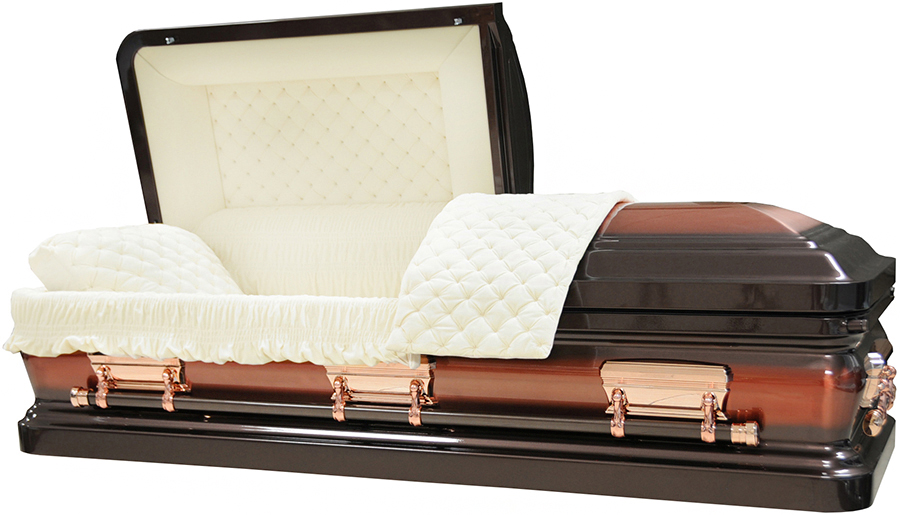 4585 - Brown with Copper Brush 18ga Beige Velvet, Copper hardware