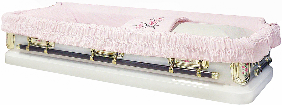4625fc- Primrose Priest Casket 18 ga Pink Interior w/ Foot Panel Gold Hardware