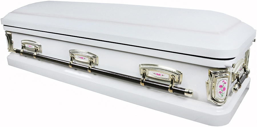 4625fc- Primrose Priest Casket 18 ga Pink Interior w/ Foot Panel Gold Hardware