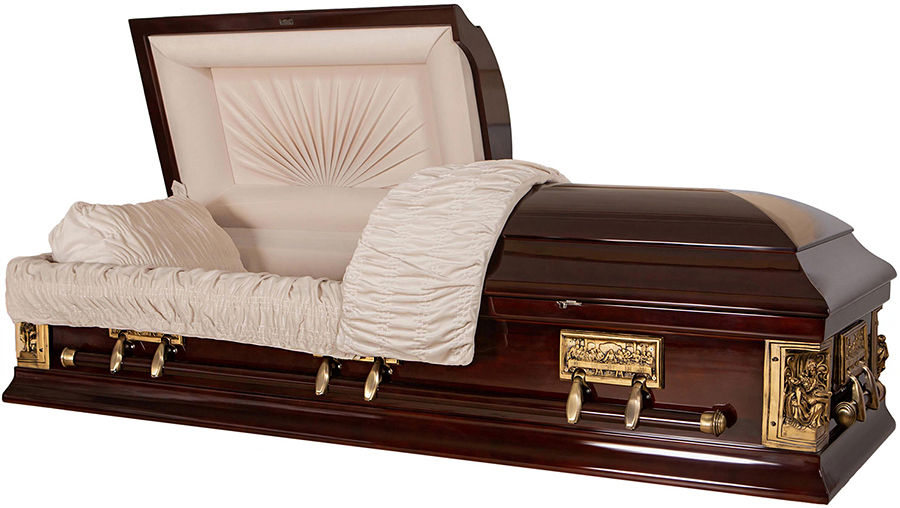 4682 -Problem hardware La Pieta Casket, Last Supper Solid PoplarAlmond Velvet