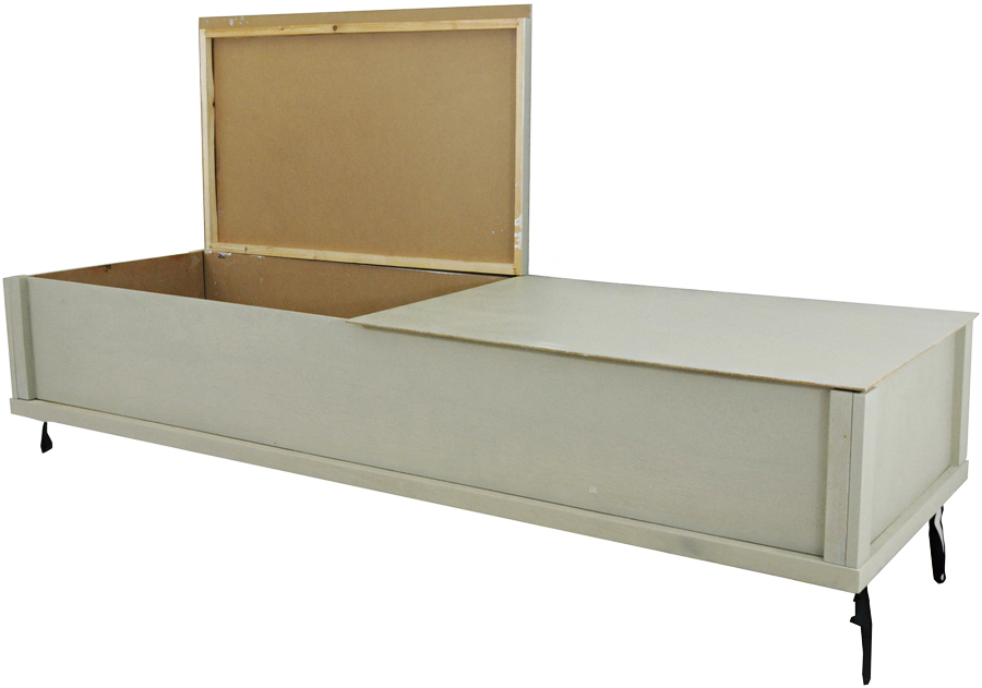 4703 - Cremation Casket, Gray Cardboard W/ Wood Frame, Pillow, No Lining, Poplar Veneer