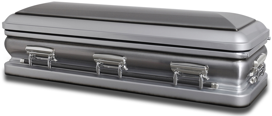 4714fc - 18 Gauge Full CouchSteel Casket Brushed Natural Platinum Finish