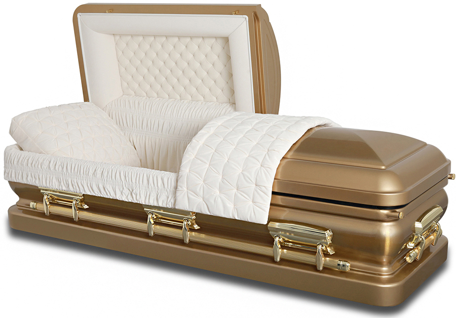 4729 18ga - GoldFInish w/ Gold Brushed, Gold Hardware, Almond Velvet Interior