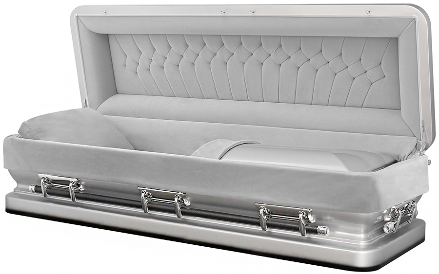 4786-FCb -18ga - Silver FULL COUCHSmooth Gray lining+throwSilver Hardware