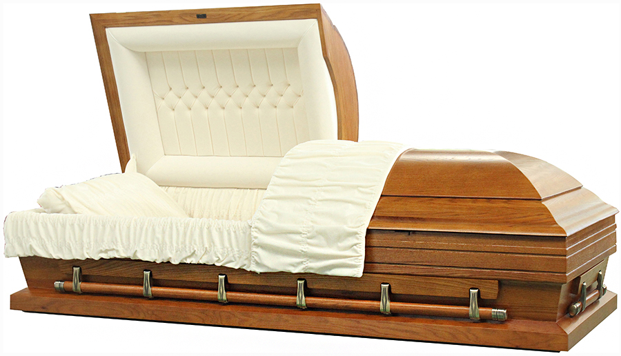 4810-FCX-33 - Solid Oak CasketAlmond Velvet Interior29.2"in/ 33"out