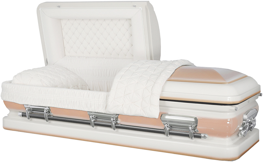 4872-J -18ga - Wht/ Peach Urn ShellSilver Hard, White velvet