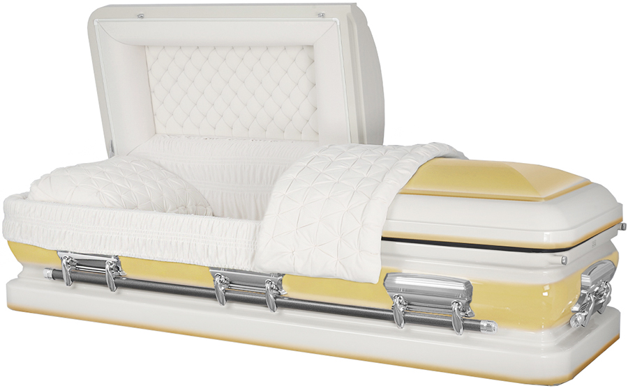 4877-J -18ga - Wht/ Yellow Urn ShellSilver Hard, White velvet