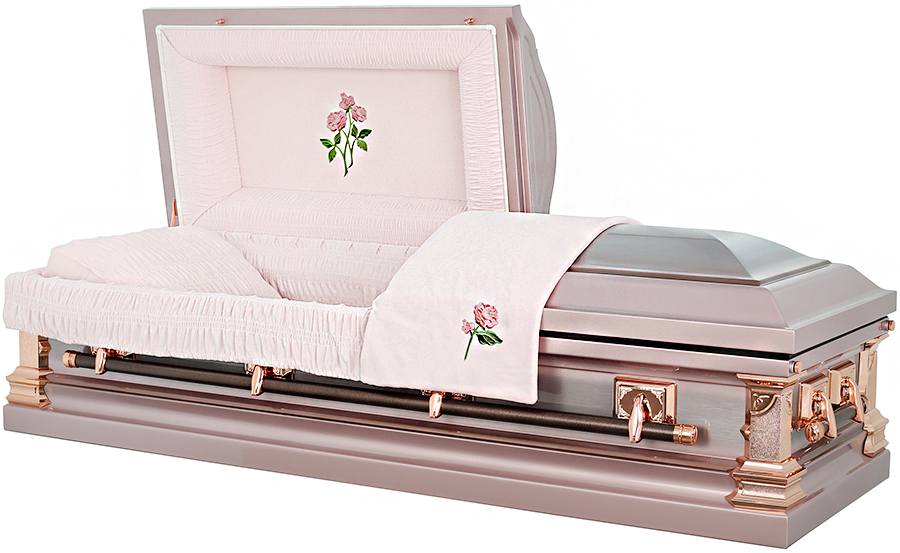 4879-J -18ga - Lavender 3 Roses, Pink velvet, Rose Gold Hardware
