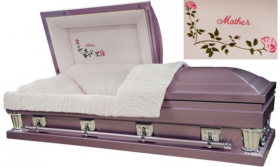 6229-29 - Lavender Mother CasketLight Pink VelvetSwing bar 28" inside / 29 outside