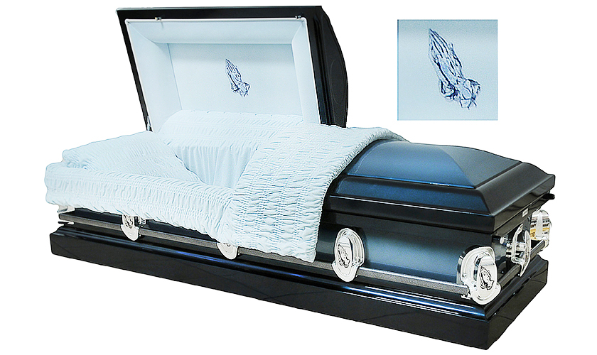 6406 - Praying Hands, Turquoise Blue 18g,Lt Blue Velvet Interior