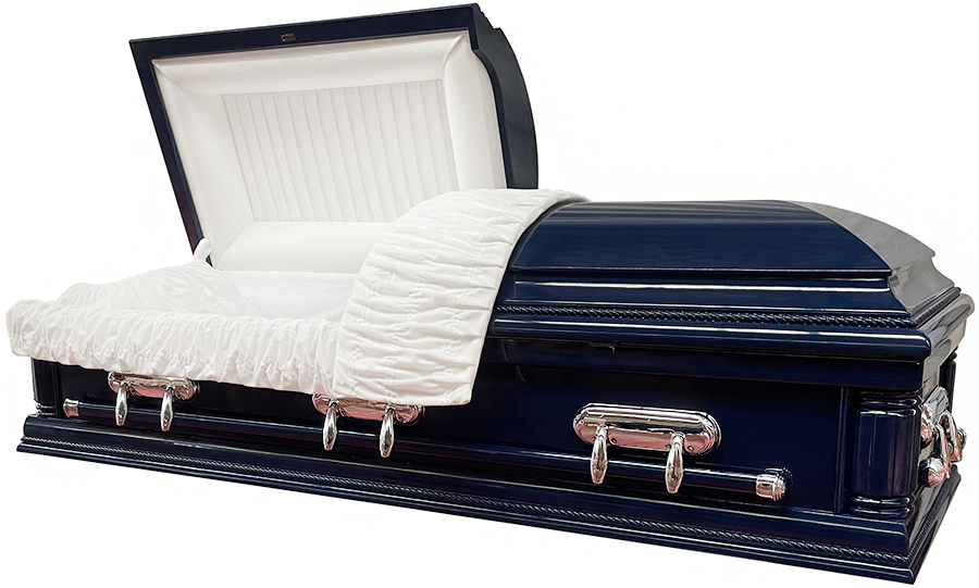 7378 - Solid Poplar, Navy wood, White Velvet Interior, High Gloss, Silver Hardware