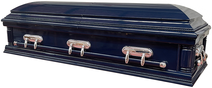 7378b - Solid Poplar, Navy wood, White Velvet Interior, High Gloss, Silver Hardware