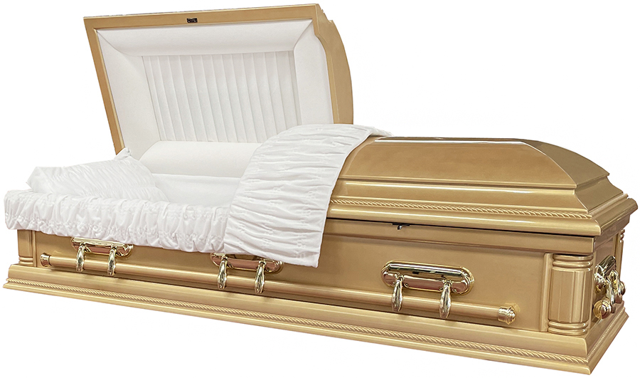 7381 - Solid Poplar, Gold wood, White Velvet Interior, High GlossGold Hardware