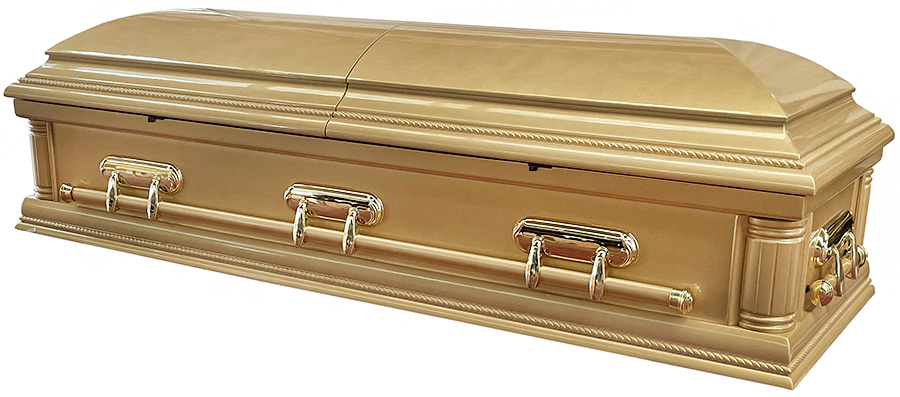7381 - Solid Poplar, Gold wood, White Velvet Interior, High GlossGold Hardware
