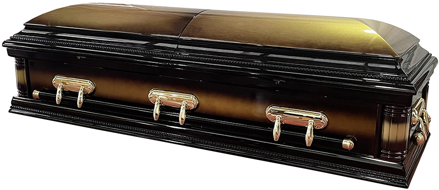 7382 -Solid Poplar, Gold & Black Wood, White Velvet Interior, High Gloss, Gold hardware
