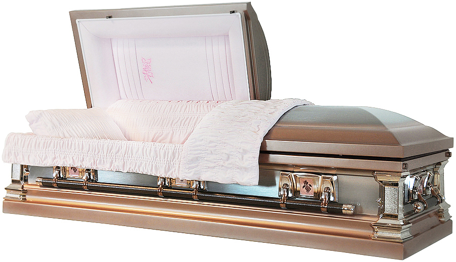 7410 - 18 Gauge Steel CasketSilver Rose Casket with Light Pink Velvet