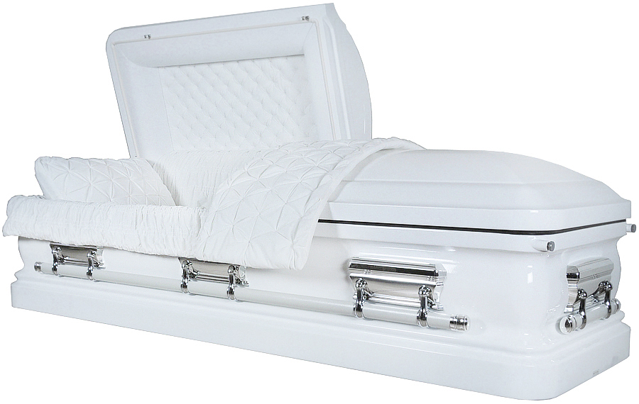7453 - White Finish 18 ga White Velvet, Silver Hardware