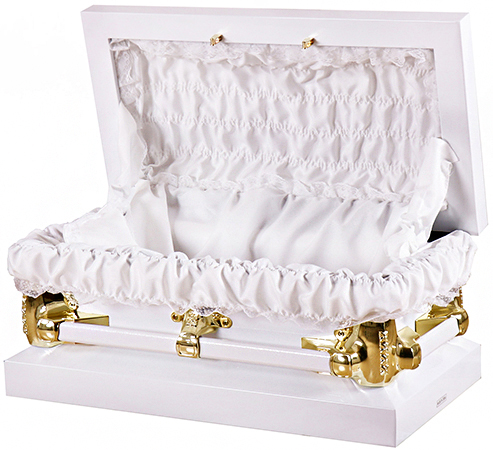 7709-FC 30"/35" White Child'sCasket, White Interior(inside30 x13.3out 35x17.25)