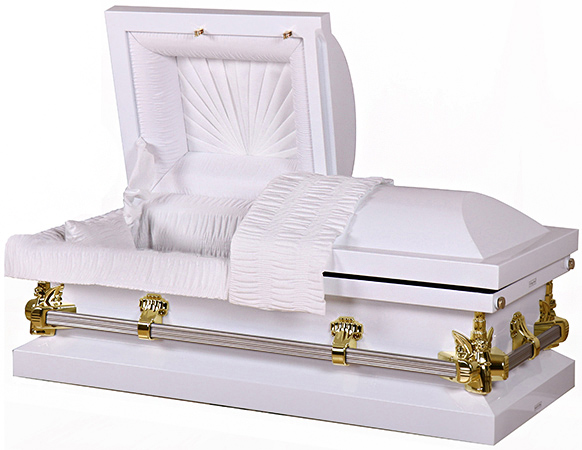 7717-HC 42"/47" White Child's CasketWhite Velvet lining(inside43"x19.5",outside47.3"x23.5