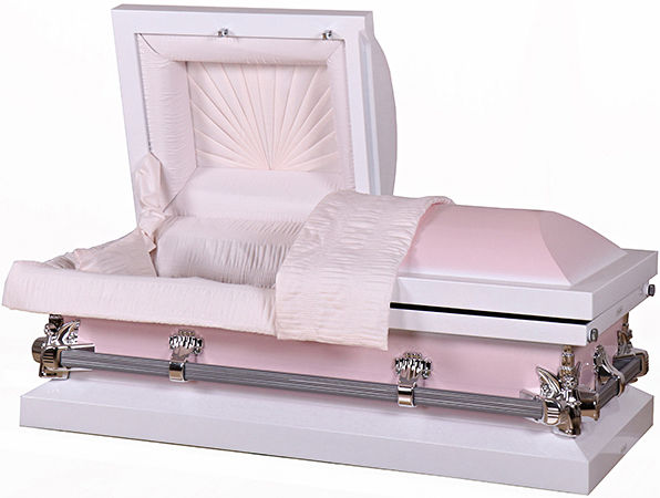 7719-HC 42"/47" Child's White/Pink, White Velvet lining(inside43"x19.5",outside47.3"x23.5