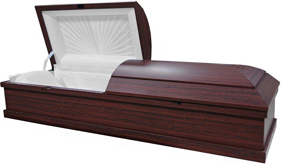 7905 - Cremation Casket Without HandlesWhite Crepe InteriorDark Brown Finish