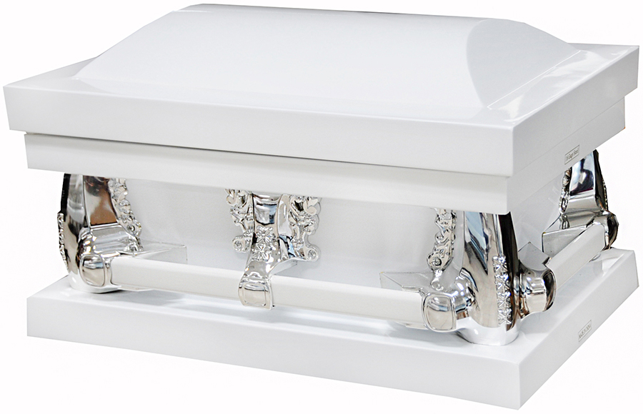 7909-FC-23" -White Child'sCasket, White InteriorInside19.5"L x 11"W"Outside23.0L x 15.5W
