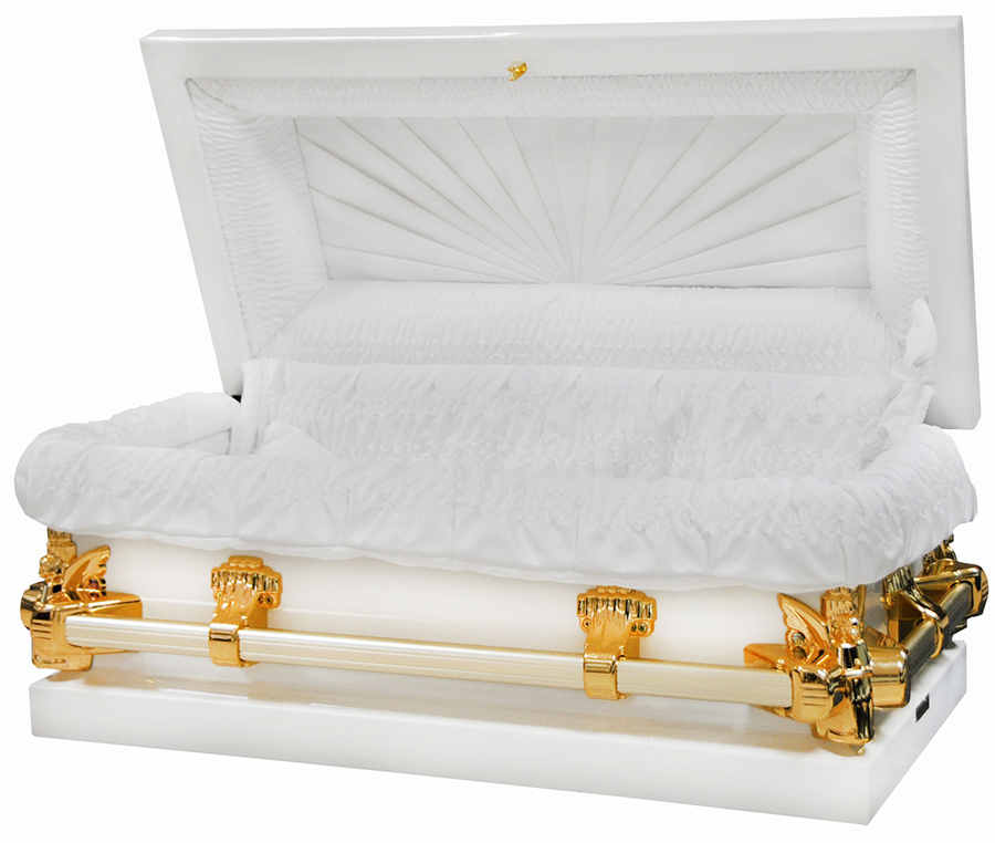 7926-FC 43"/47" Full Couch, Child White, White Crepe lining (in 43"x19.5", out 47.3"x23.5"x19"x18" h