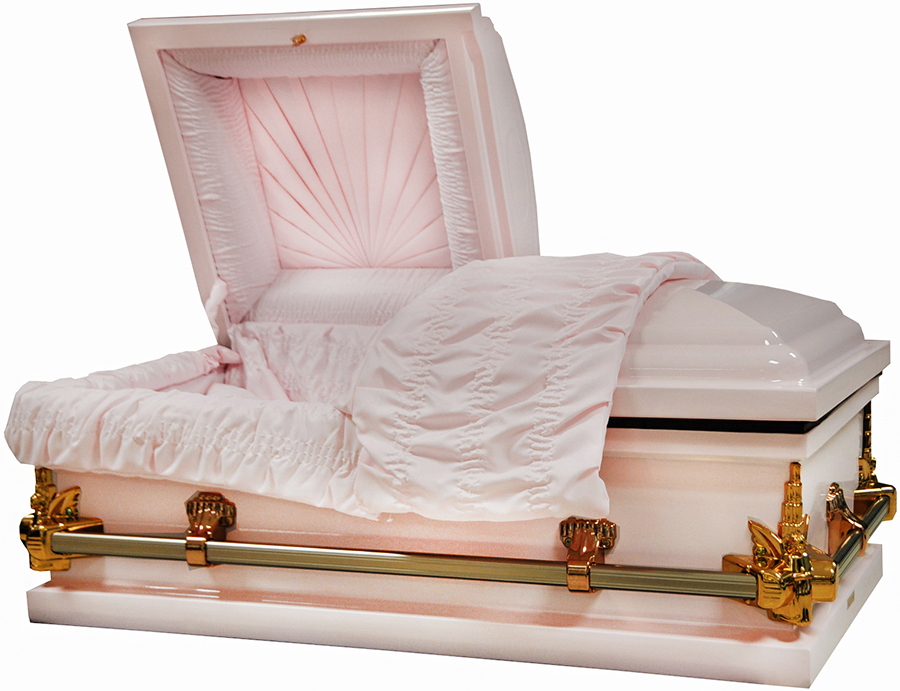 7928-HC-43" -Lt Pink Child's CasketLt Pink InteriorInside 43"x19.5",Outside 47.3"x23.5"x19"