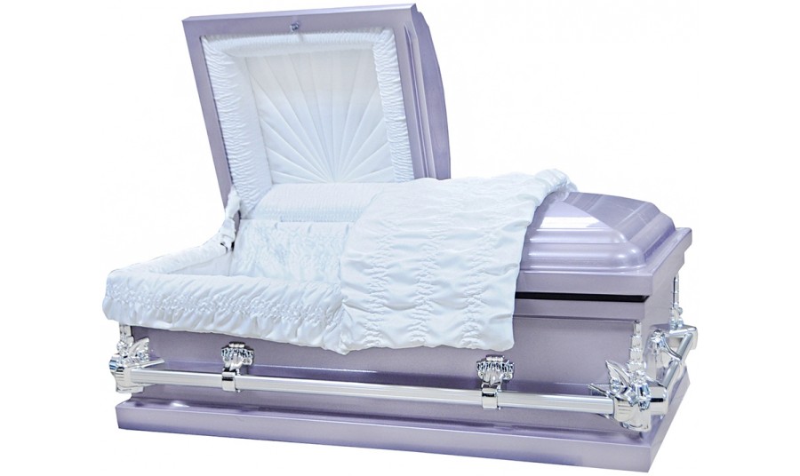 7930-HC-43" -Lavender Child's CasketWhite InteriorInside 43"x19.5", Outside 47.3"x23.5"x19"