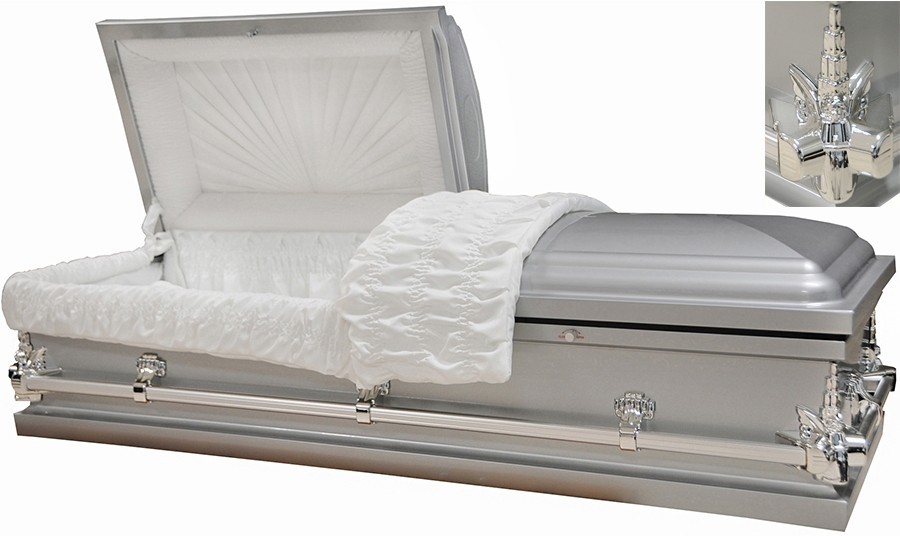 7939-HC-55"-Silver Child's CasketWhite InteriorInside 55x19",Outside 59x23.3"x17.7"