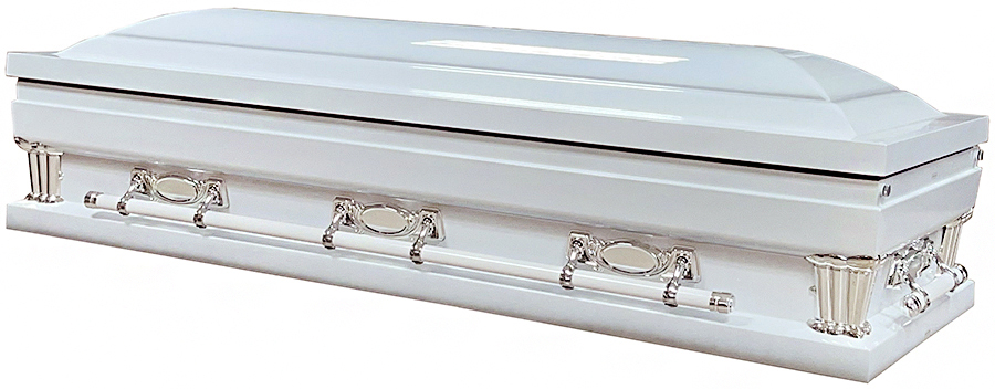 7960FCX- EL White Full couch, Silver Hardware White Interior W/ Foot panel 32" Inside / 33