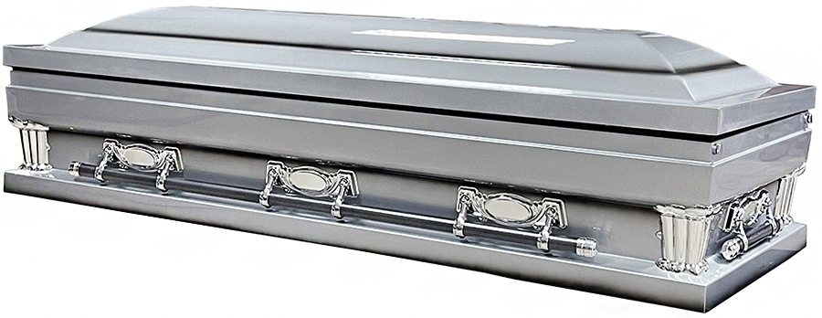 7961FCX Silver, Full couch Extra Long 18ga W/ Foot Panel, White Int. 32" Inside / 33" Out